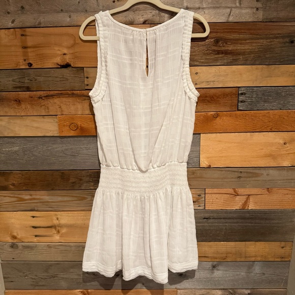 NWT Ramy Brook Kris Plaid Smocked Waist Mini Dress Or Swim Cover White Size L - Picture 11 of 15